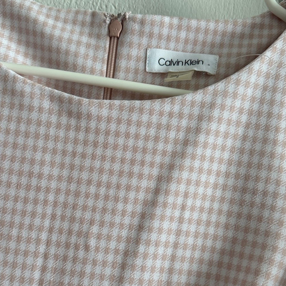 Calvin Klein Soft Pink & White Houndstooth Sheath Jumpsuit - Picture 2 of 13